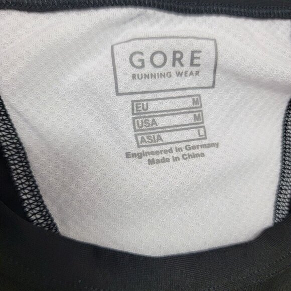 Gore Running Wear Shirt Mens Sz Medium M Black Base Layer Polyester Black White - Picture 3 of 7